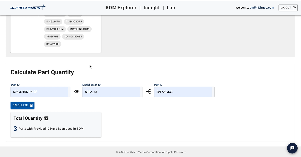 Lockheed Martin Bill of Materials Explorer screenshot 2